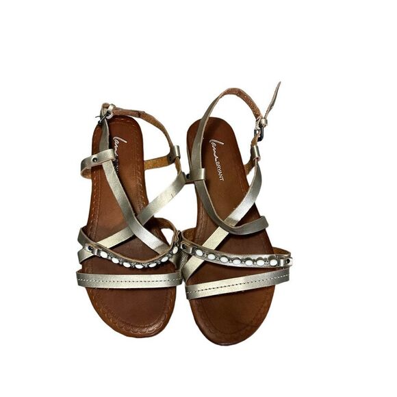 Lane Bryant gold beaded sandals size 7 gladiator strappy - Picture 2 of 8